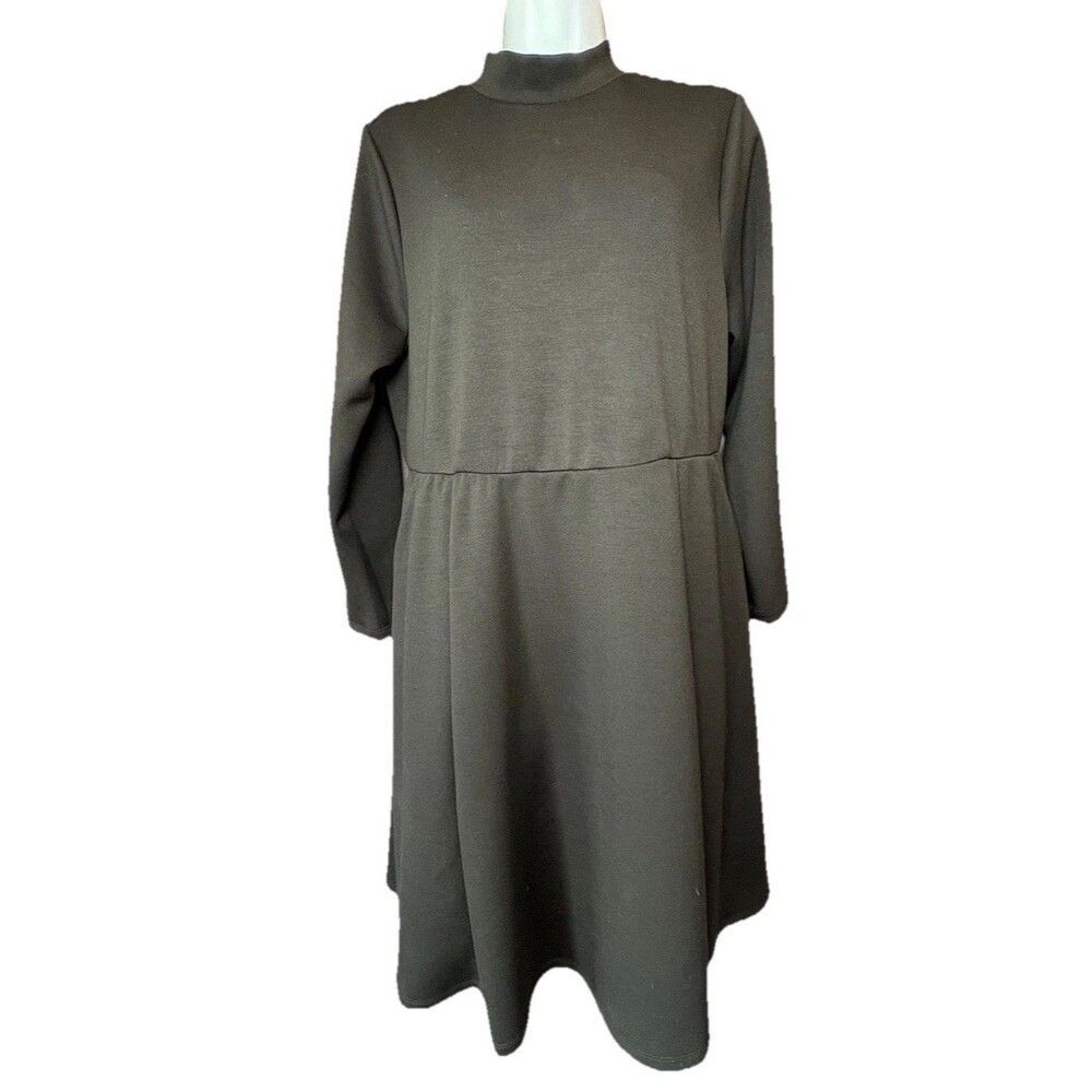 Torrid Black Mock Neck Fit & Flare Mini Dress Long Sleeve Plus Size 0/12 Large